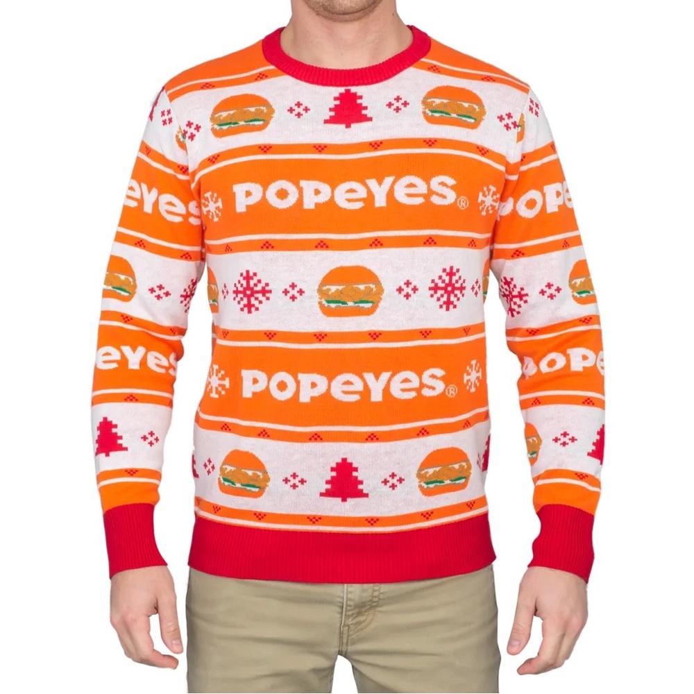 Popeyes Chicken Sandwich Ugly Christmas Holiday Sweater
